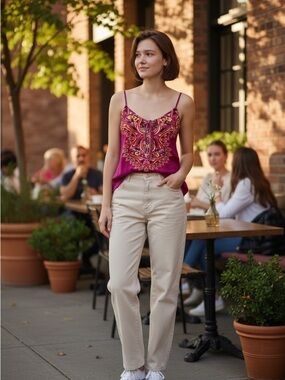 Xhilaration Boho Paisley Print Spaghetti Strap Loose 90s Tank Top Size XS